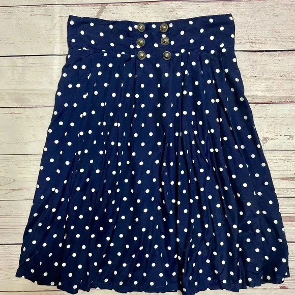 Vintage 1990s High Waisted Pleated Polka Dot‎ Mini Skirt VTG Made in USA - Picture 8 of 13